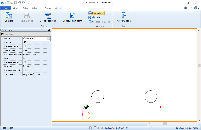 DWG/DXF to G-Code. Control programs generation from DWG/DXF