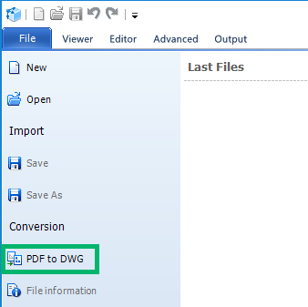 The PDF to DWG command