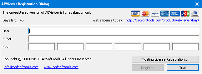 ABViewer registration window